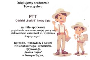 Read more about the article Podziękowanie dla Oddziału „Beskid” Polskiego Towarzystwa Tatrzańskiego w&nbsp;Nowym Sączu